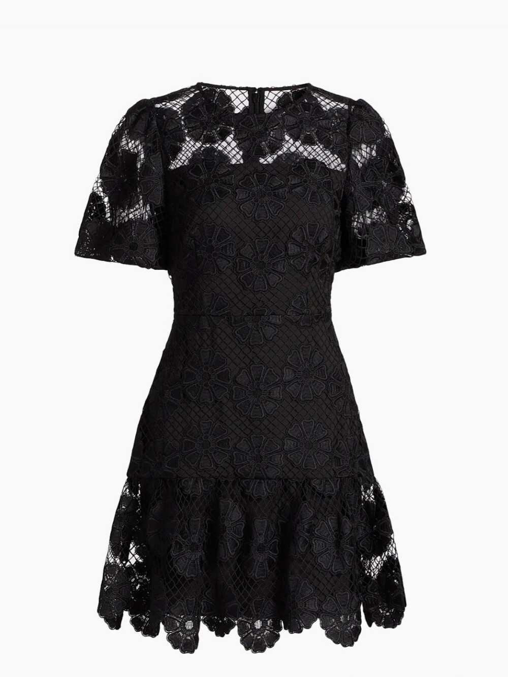 Milly Black Lace Fit-and-Flare Dress Size 12